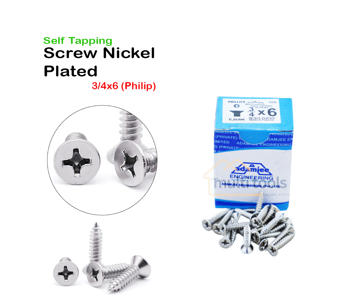 Self Tapping Screw Nickel Plated 3/4 X 6 (Philip)